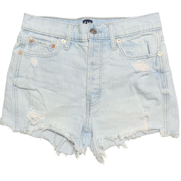 Gap 1969 Cheeky Surf Distressed Denim Cutoff Shorts Women’s Size 0 25 Light Wash - Picture 1 of 4